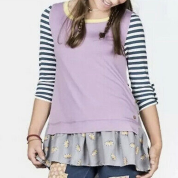 Girls - Matilda Jane Stripe Floral Layered Ruffle Tunic - 8 - Picture 1 of 9